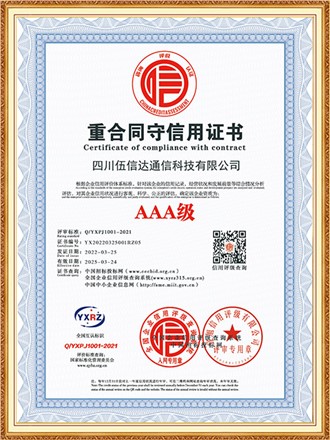 重合同守信用證書